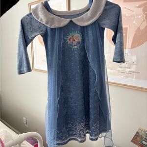 Blue Kids Dress with Anna and Elsa